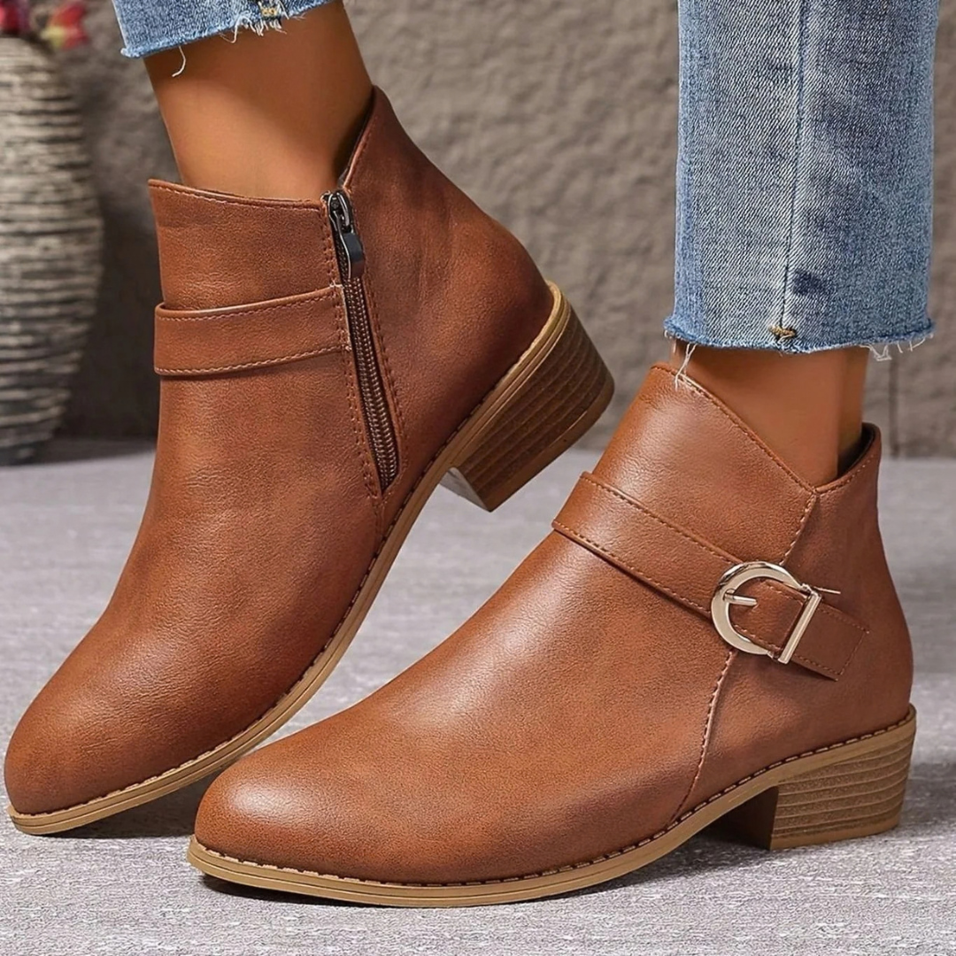 Monika | Damen Stiefeletten mit Block absatz und Schnalle