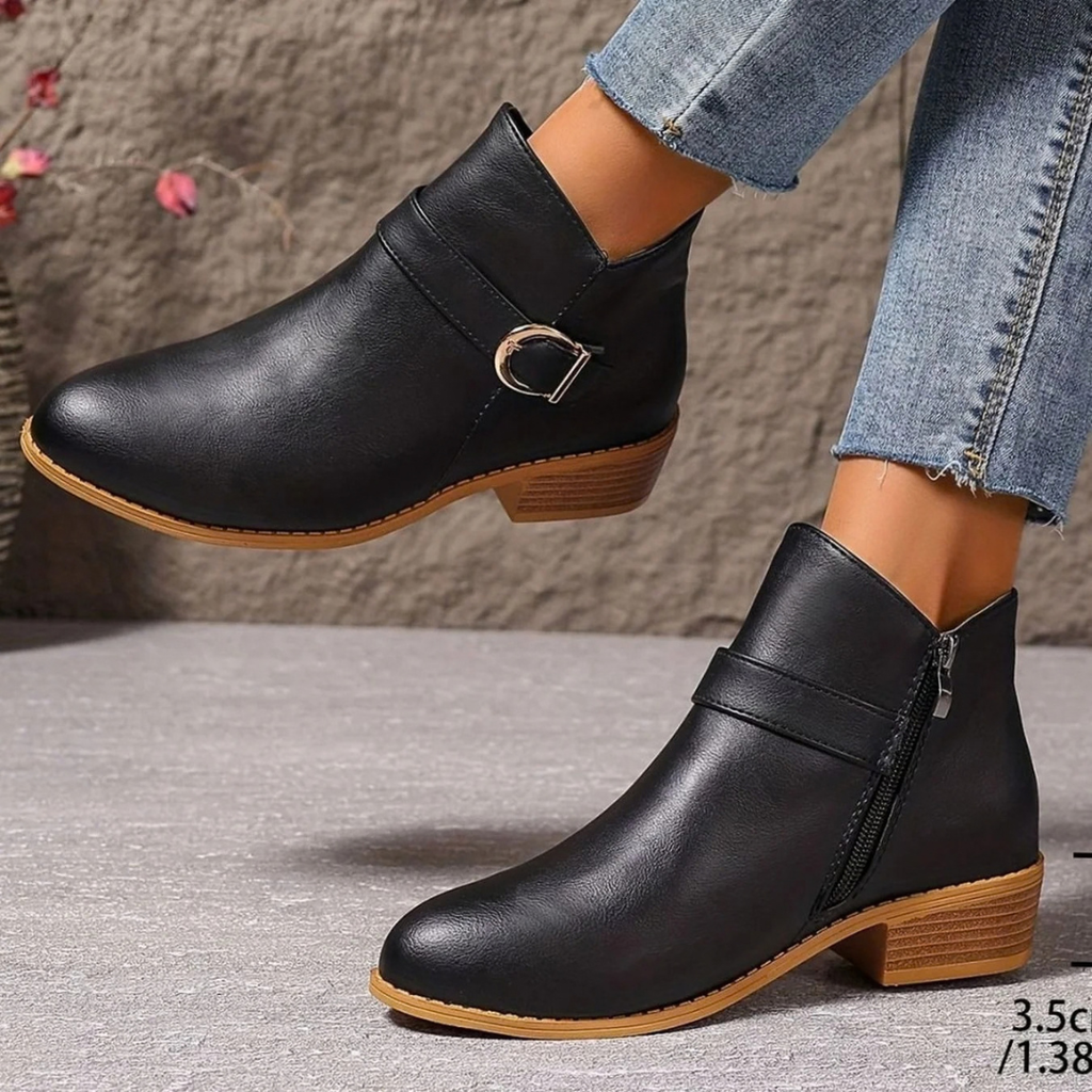 Monika | Damen Stiefeletten mit Block absatz und Schnalle