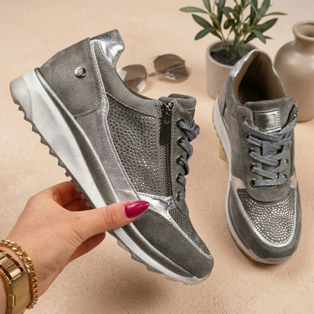 Nathalie | Damen Orthopädische Sneaker mit Reißverschluss und Schnürschuh Design