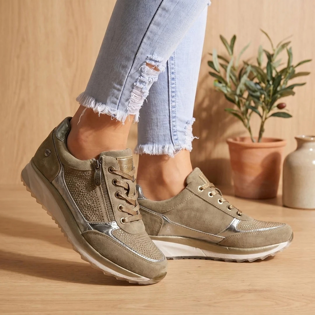 Nathalie | Damen Orthopädische Sneaker mit Reißverschluss und Schnürschuh Design