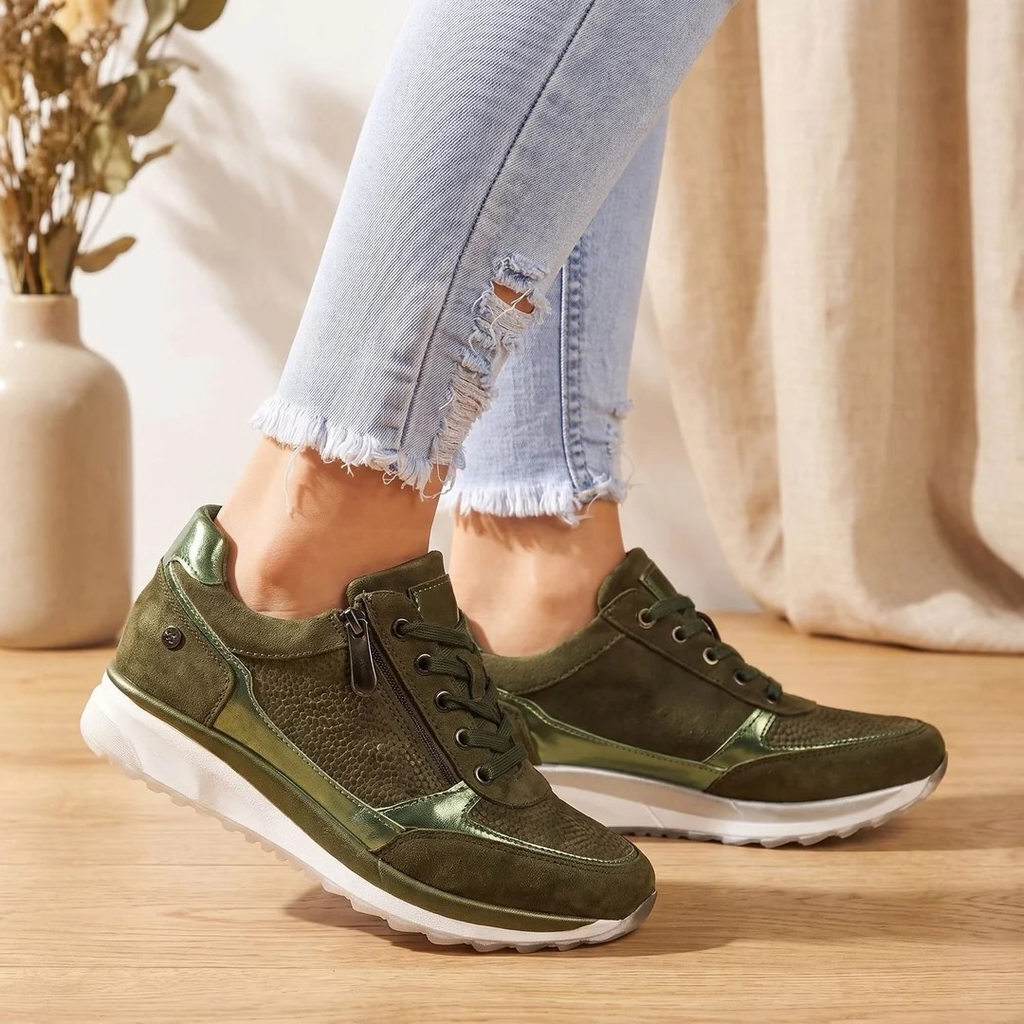 Nathalie | Damen Orthopädische Sneaker mit Reißverschluss und Schnürschuh Design