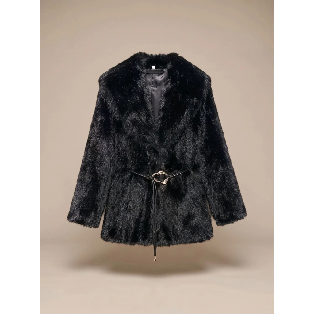 Petra | Damen Winterjacke mit Teddy Design und Gürtel