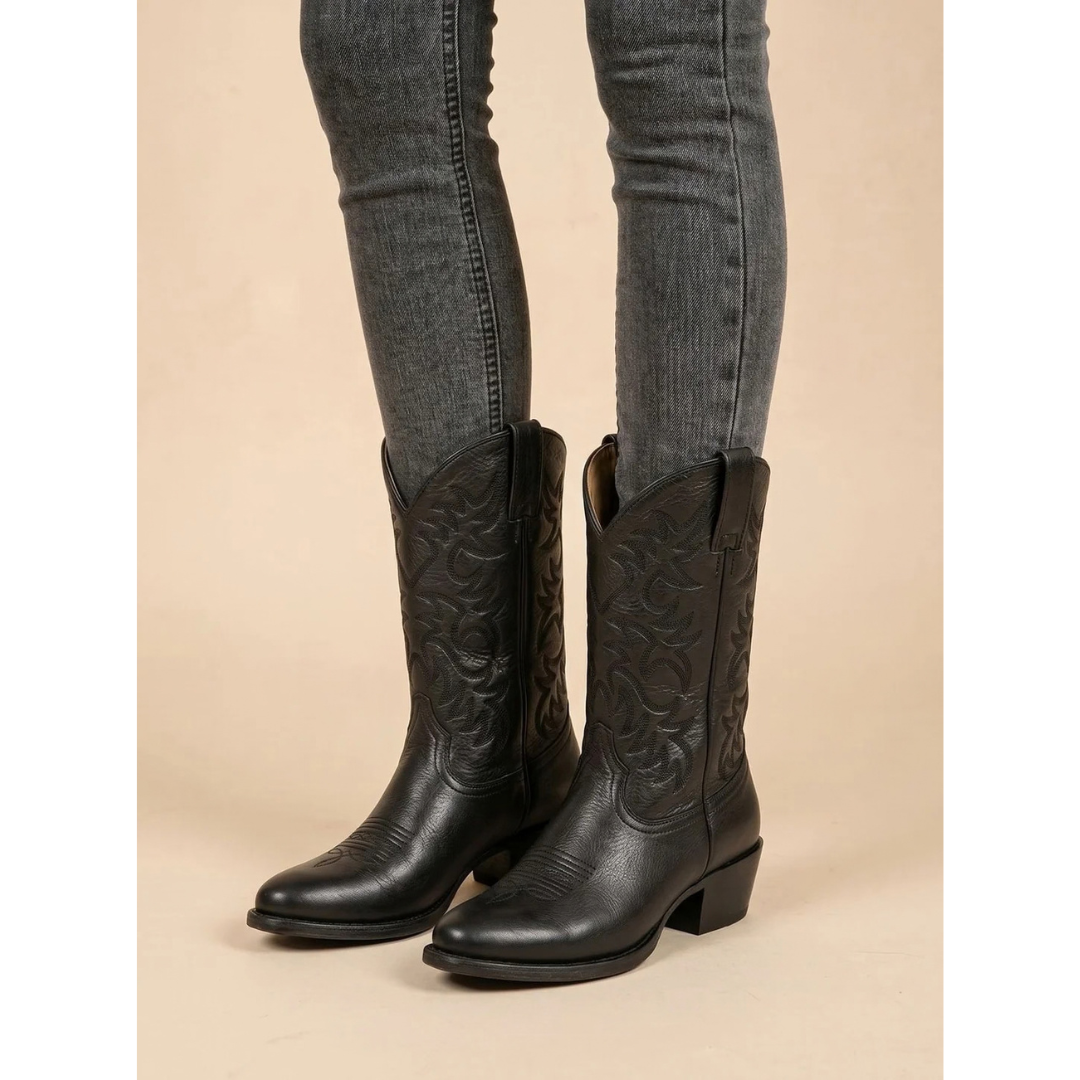 Rosalinde | Damen Western Stiefel mit Stickerei und Absatz