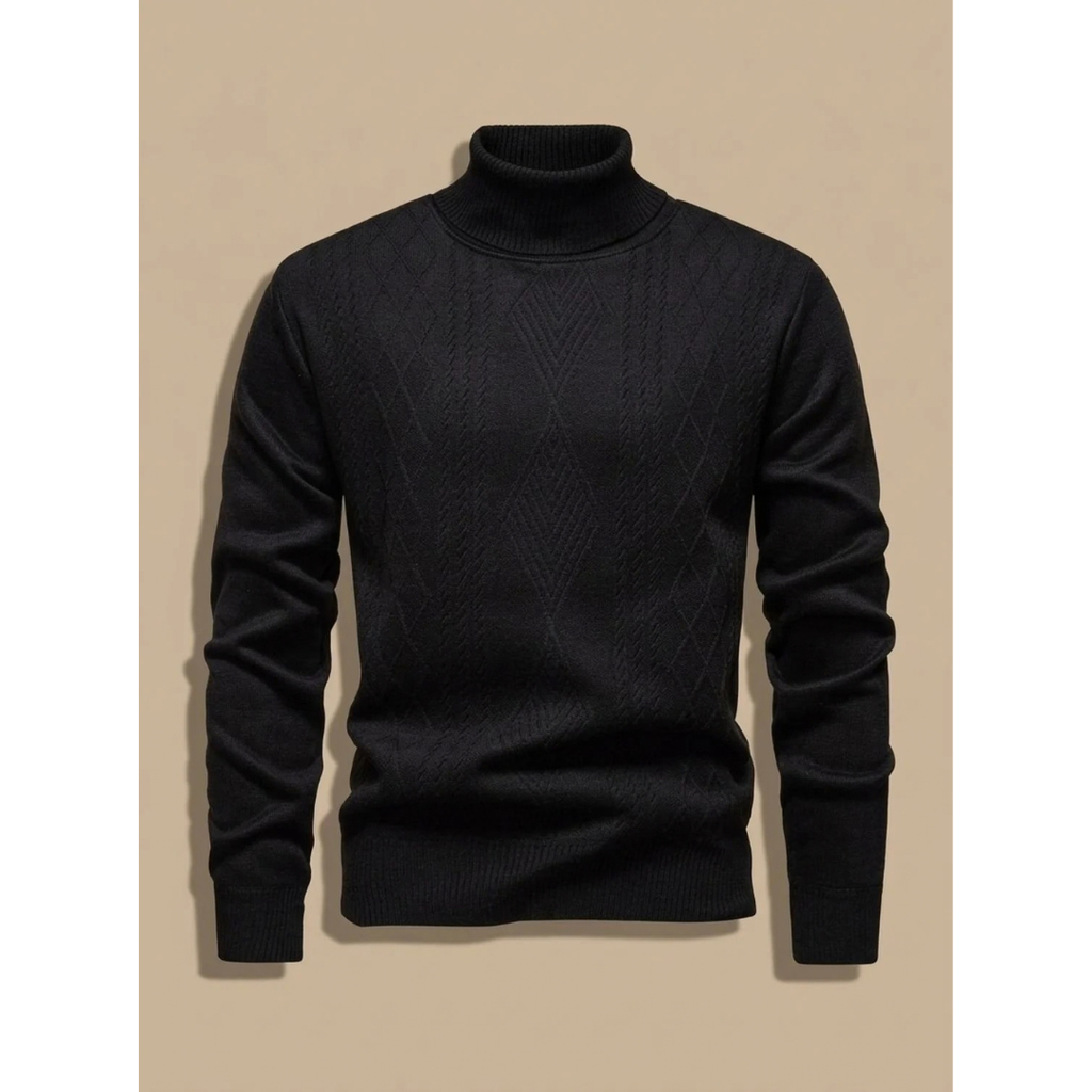 Rudolf | Herren Rollkragenpullover mit Strickmuster und Langarm