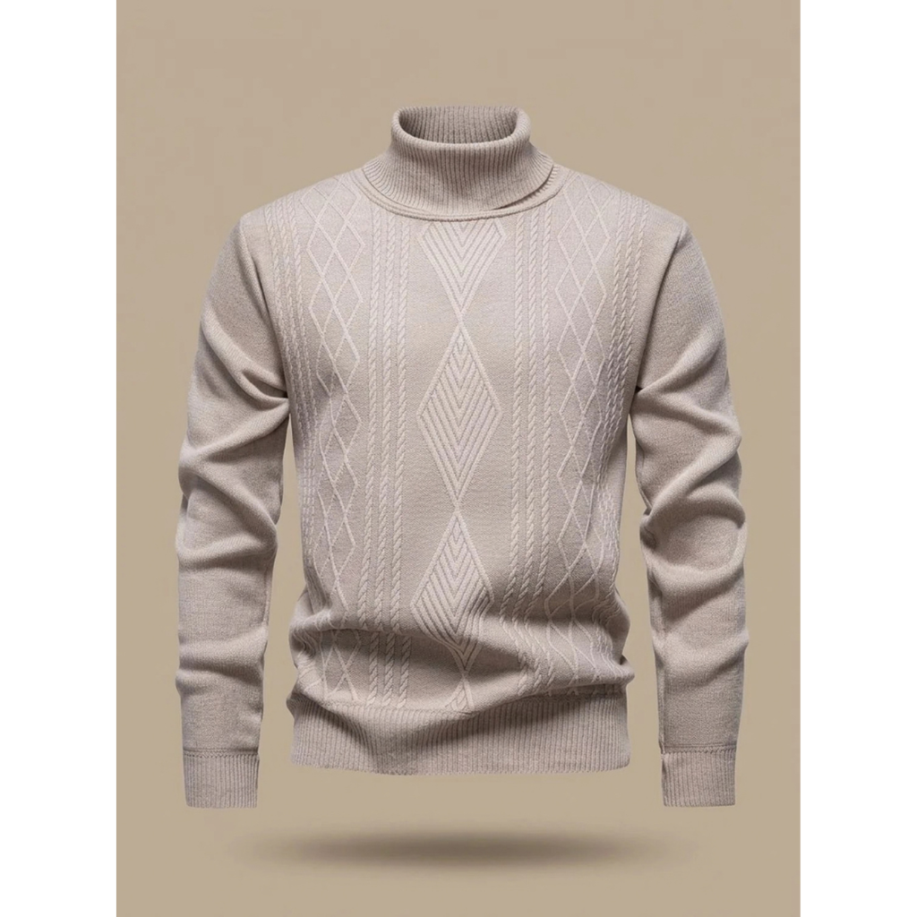 Rudolf | Herren Rollkragenpullover mit Strickmuster und Langarm