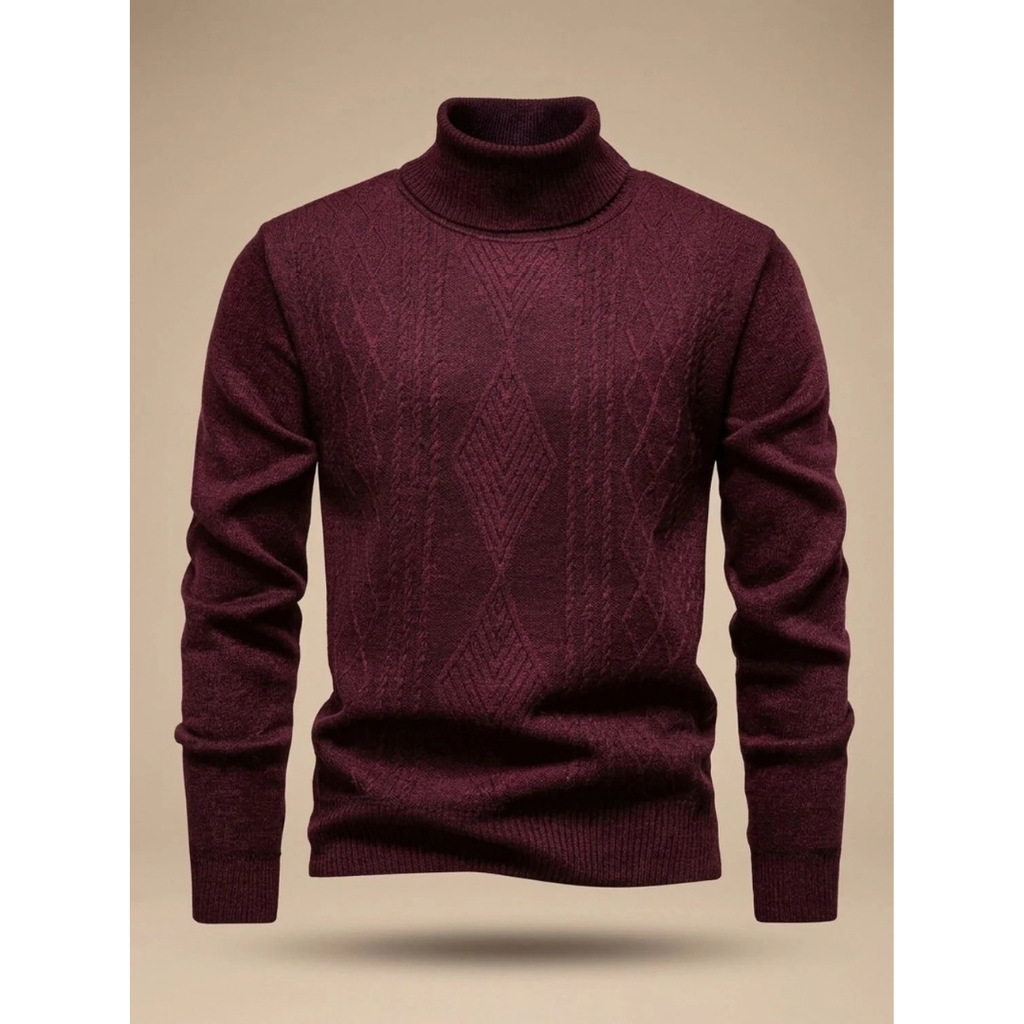 Rudolf | Herren Rollkragenpullover mit Strickmuster und Langarm