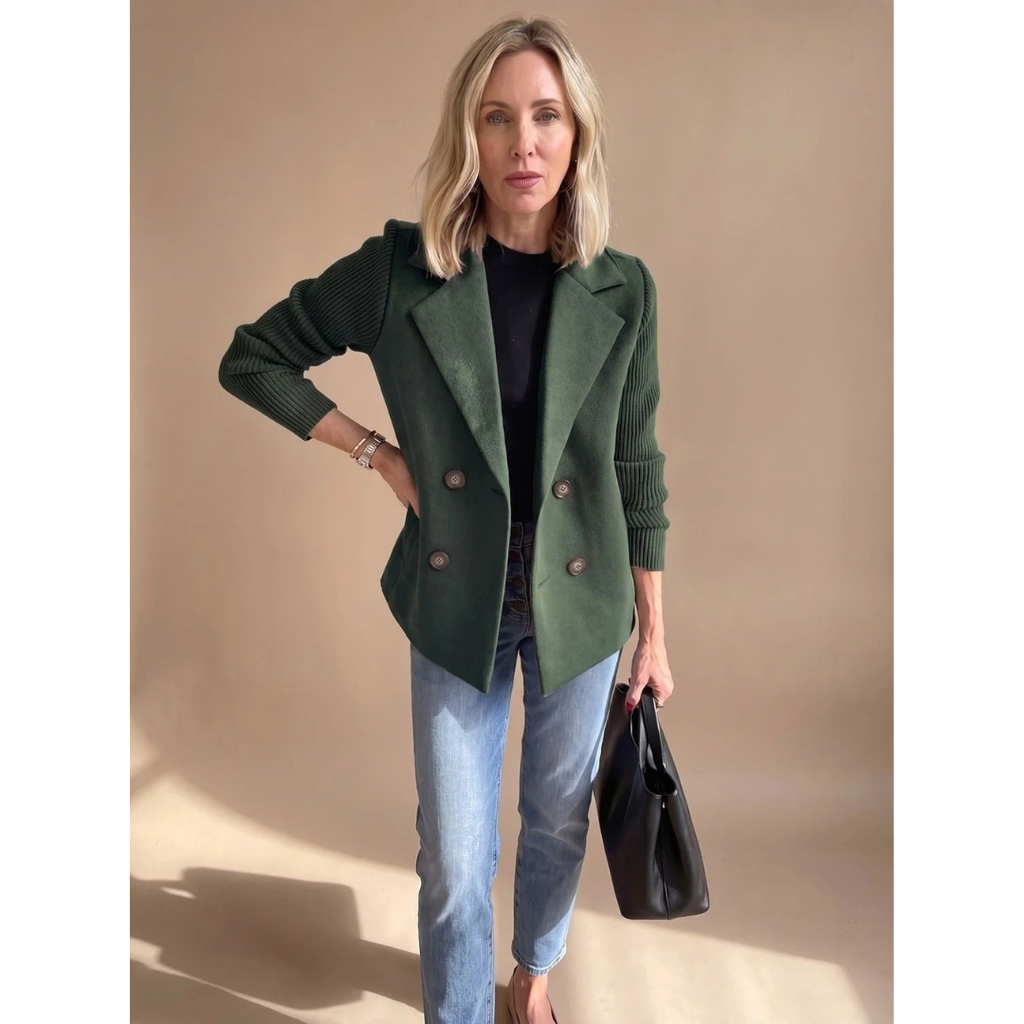 Sophie | Damen Strickjacke mit Blazer Design und Knöpfen