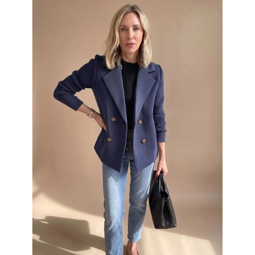 Sophie | Damen Strickjacke mit Blazer Design und Knöpfen