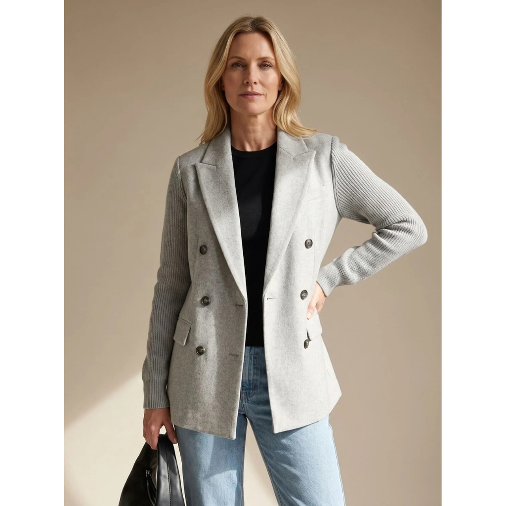 Sophie | Damen Strickjacke mit Blazer Design und Knöpfen