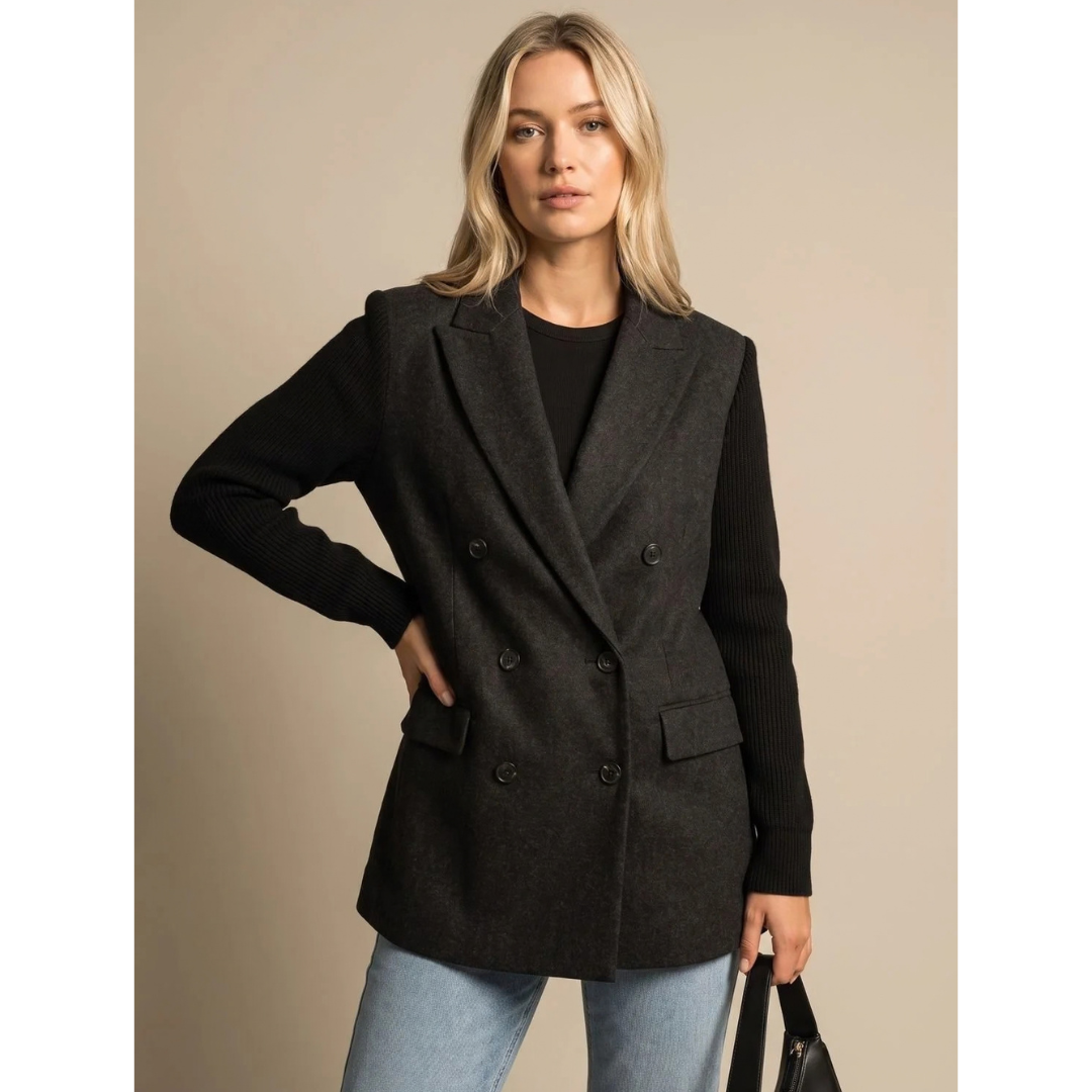 Sophie | Damen Strickjacke mit Blazer Design und Knöpfen