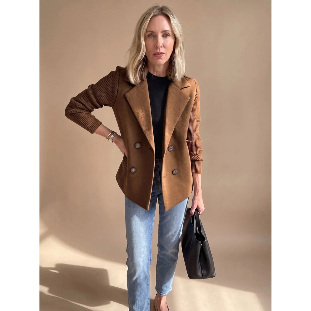 Sophie | Damen Strickjacke mit Blazer Design und Knöpfen