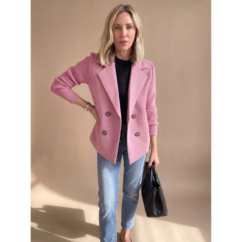 Sophie | Damen Strickjacke mit Blazer Design und Knöpfen