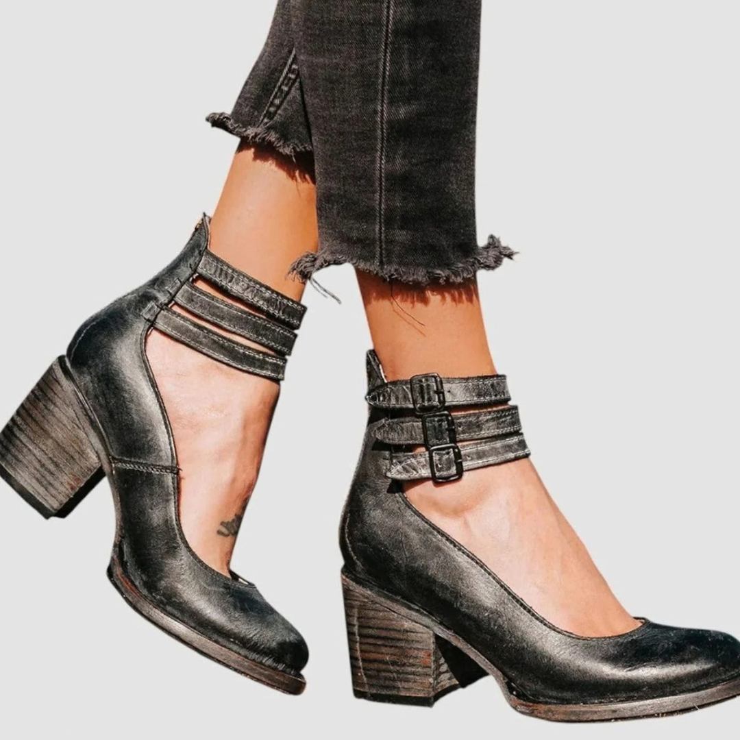 Susanne | Damen pumps mit Absatz und Riemchen