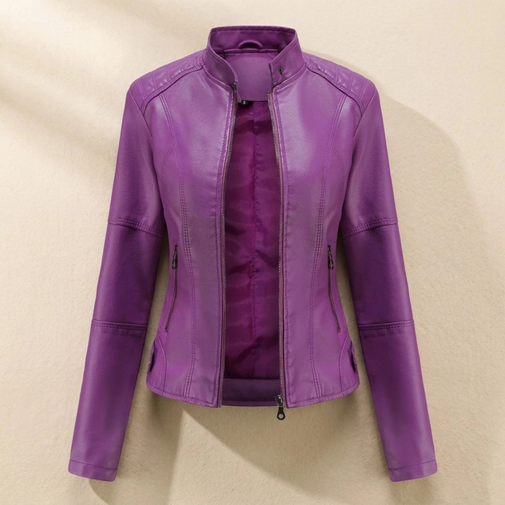 Tamara | Damen Kunstleder Jacke mit Reißverschluss