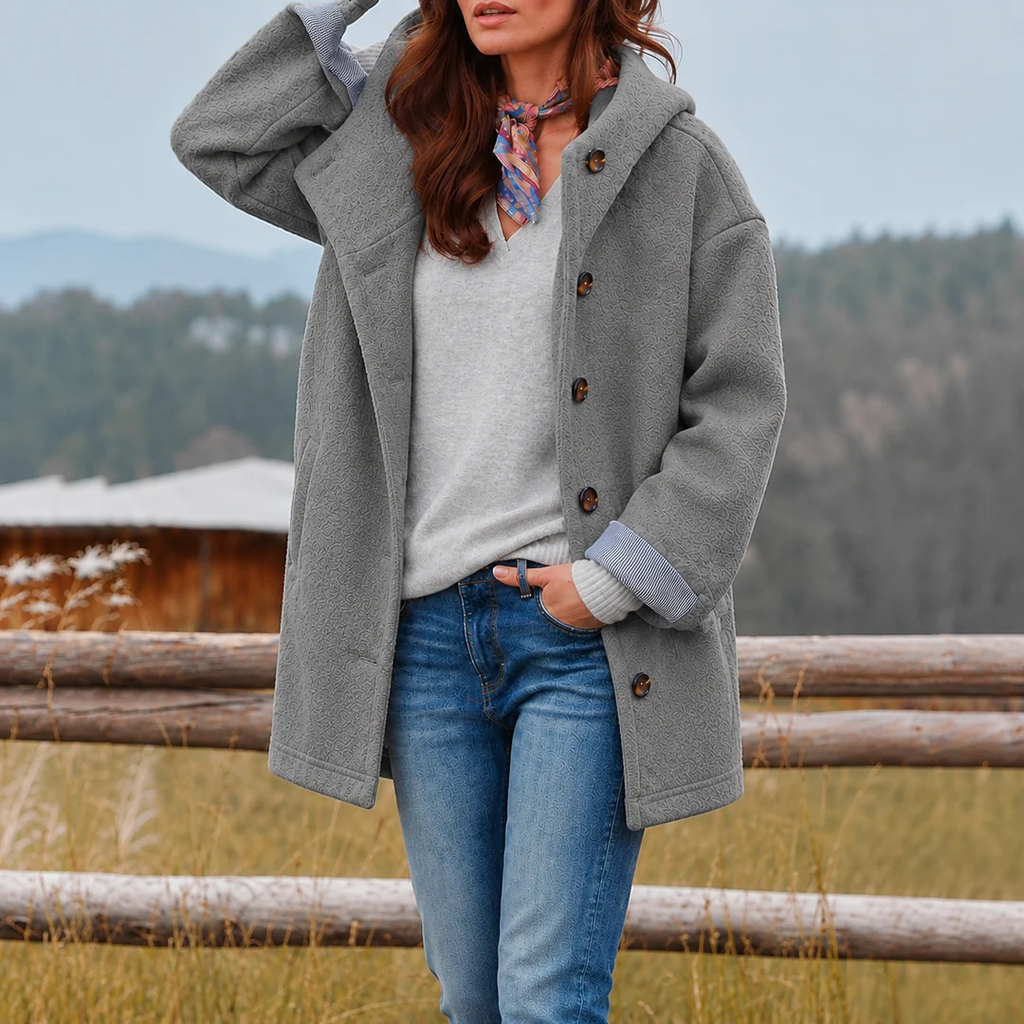 Theresa | Damen Winterjacke mit langem Schnitt und Kapuze