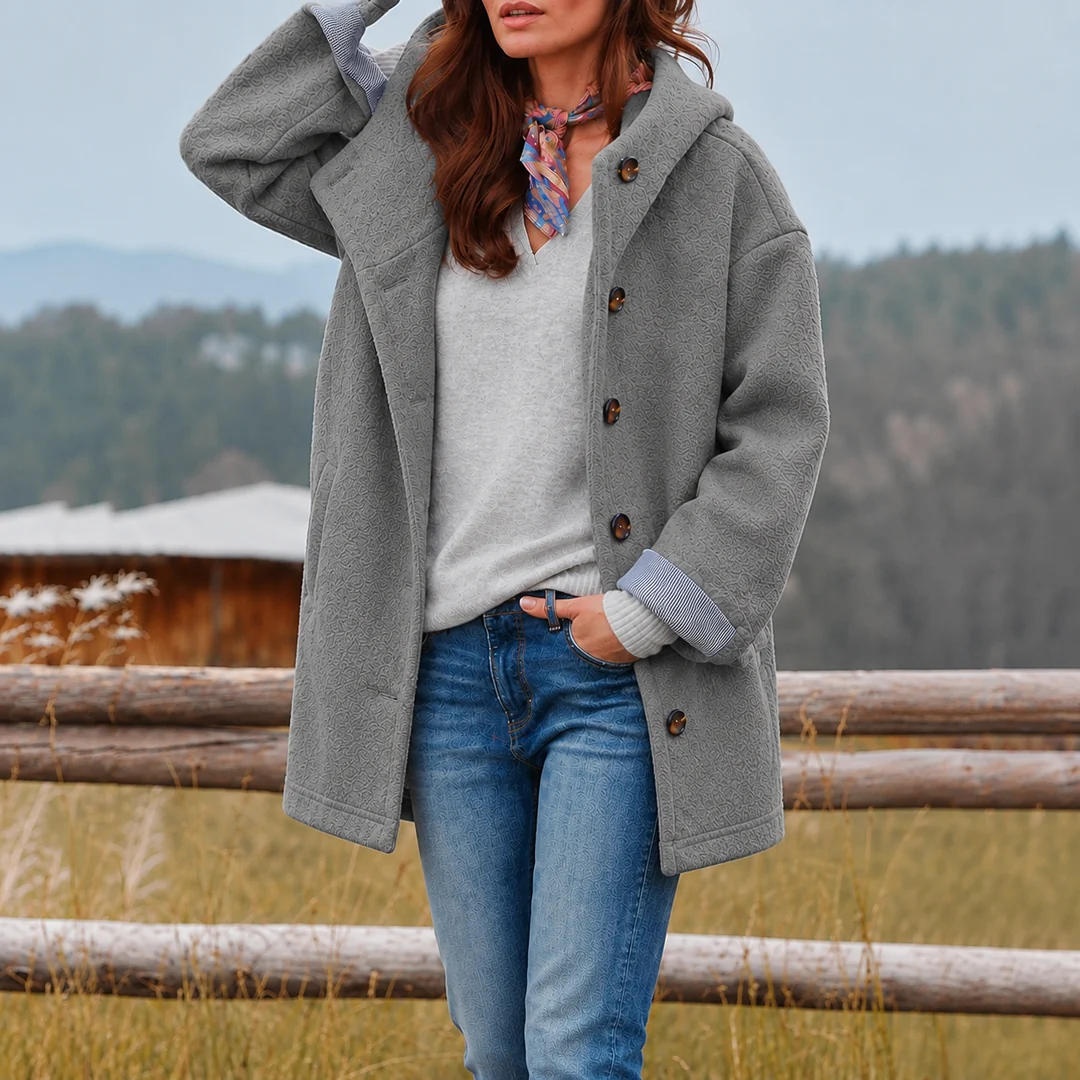 Theresa | Damen Winterjacke mit langem Schnitt und Kapuze