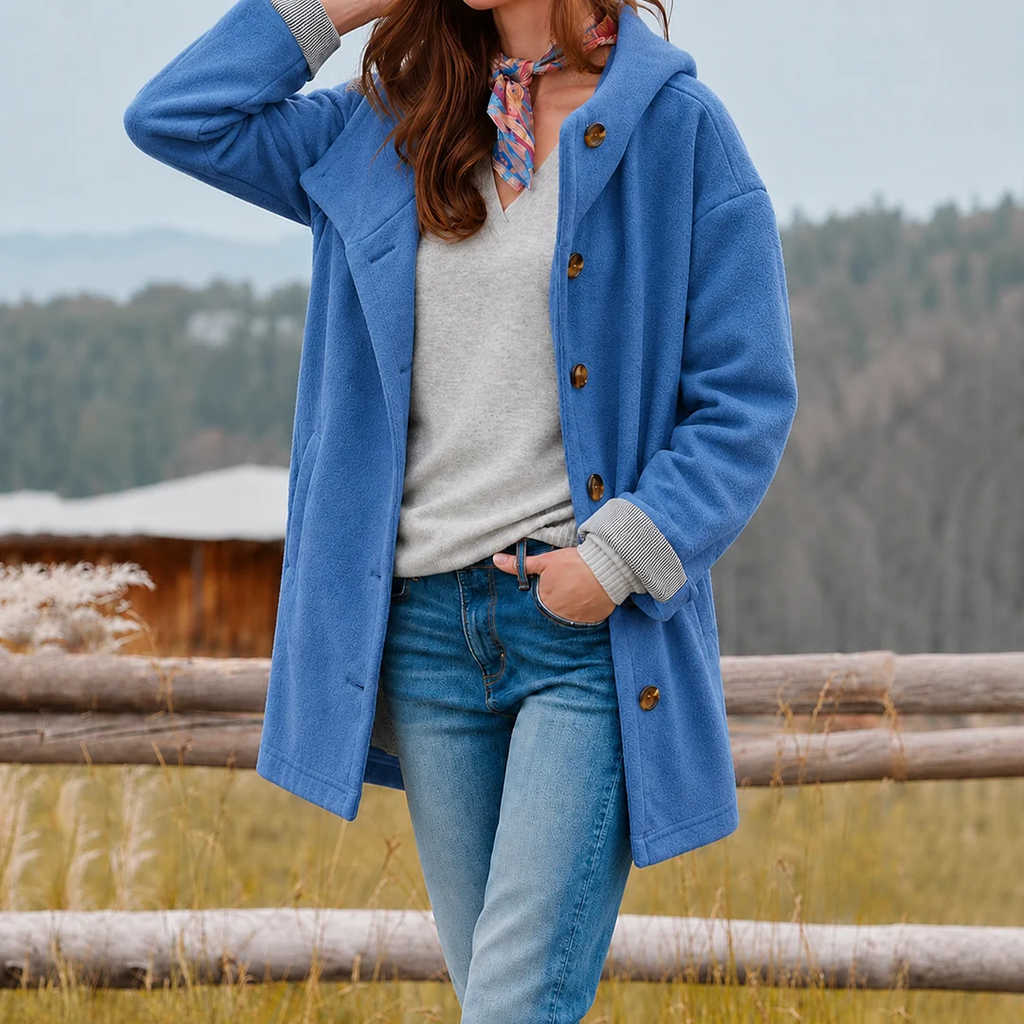 Theresa | Damen Winterjacke mit langem Schnitt und Kapuze