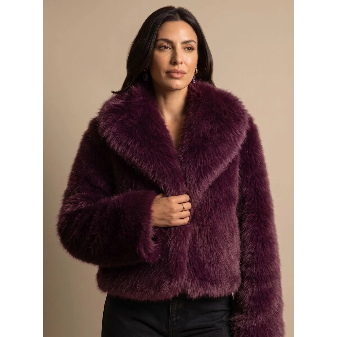 Theresia | Damen Winterjacke mit Kunstfell und Oversize Kragen