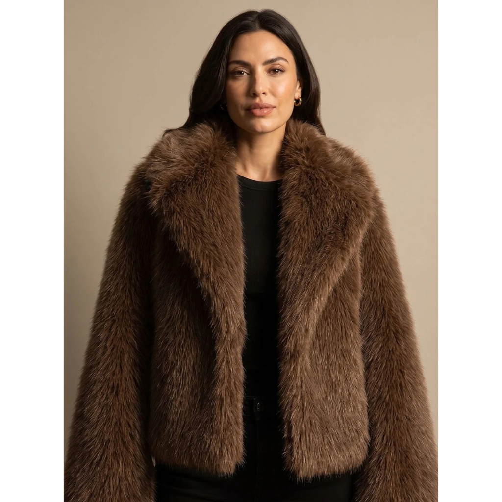 Theresia | Damen Winterjacke mit Kunstfell und Oversize Kragen