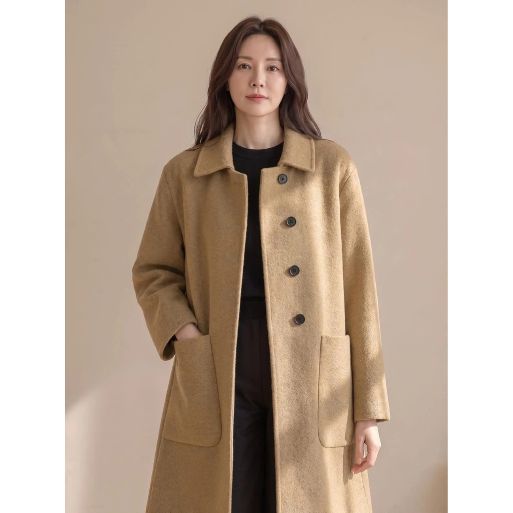 Ursula | Damen Wollmantel mit Oversize Design und Taschen