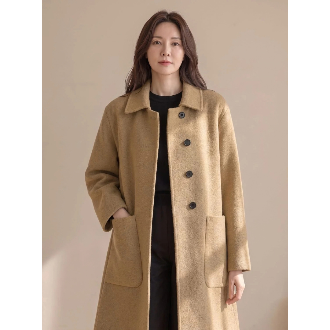 Ursula | Damen Wollmantel mit Oversize Design und Taschen