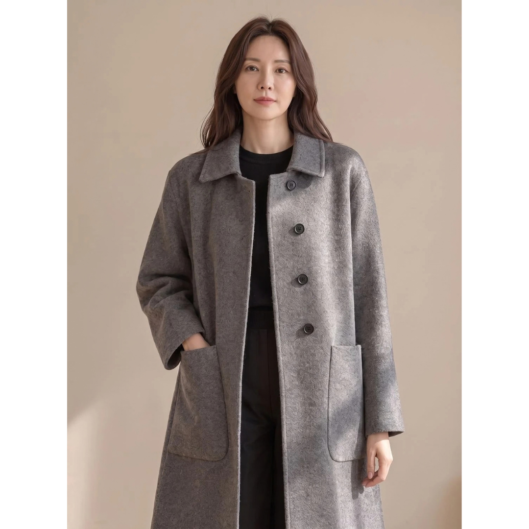 Ursula | Damen Wollmantel mit Oversize Design und Taschen