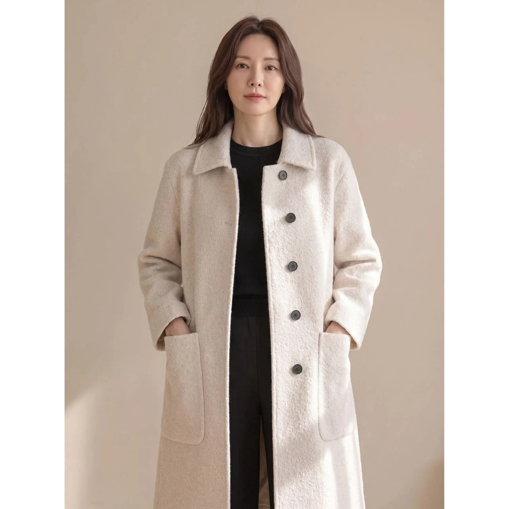 Ursula | Damen Wollmantel mit Oversize Design und Taschen