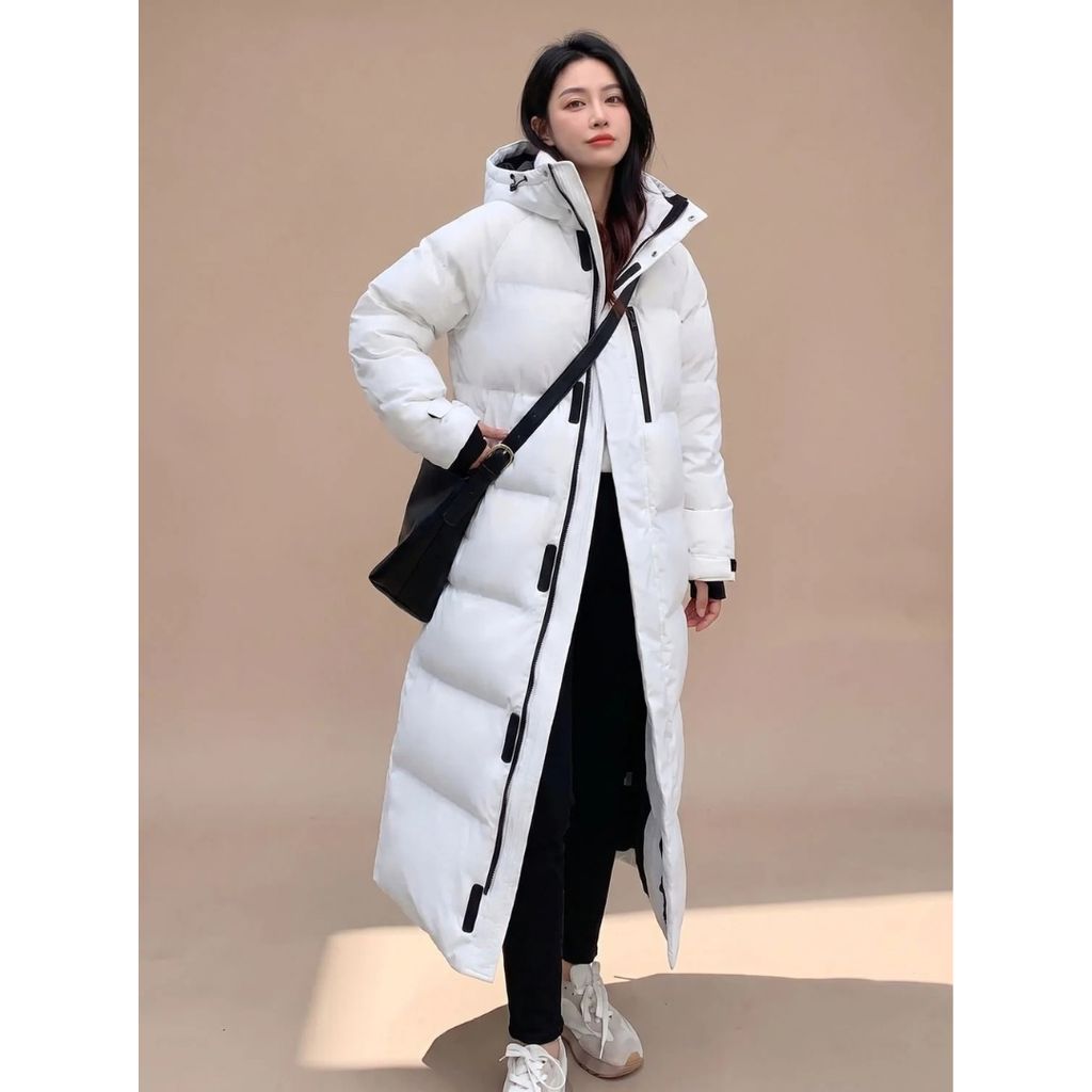 Veronika | Damen Winterjacke mit Kapuze und langem Design