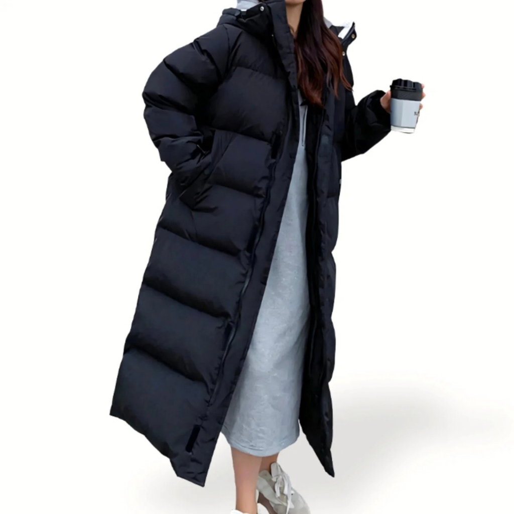 Veronika | Damen Winterjacke mit Kapuze und langem Design