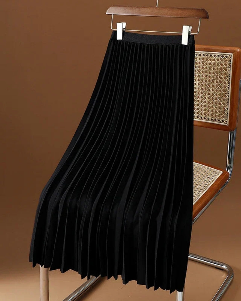 A-Linien Maxirock mit hoher Taille – Plissierter Damenrock für Alltag und Übergangszeit