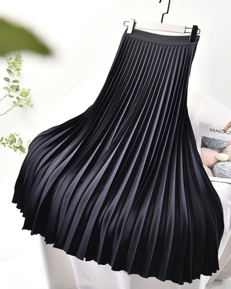 A-Linien Maxirock mit hoher Taille – Plissierter Damenrock für Alltag und Übergangszeit