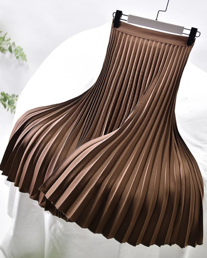 A-Linien Maxirock mit hoher Taille – Plissierter Damenrock für Alltag und Übergangszeit