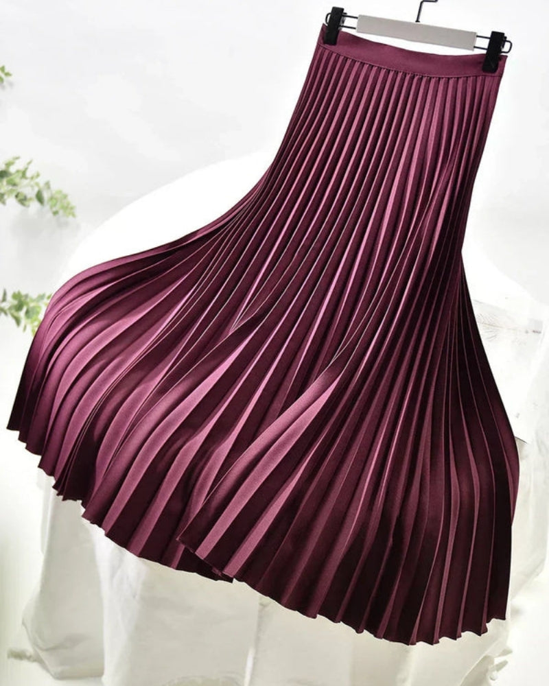 A-Linien Maxirock mit hoher Taille – Plissierter Damenrock für Alltag und Übergangszeit