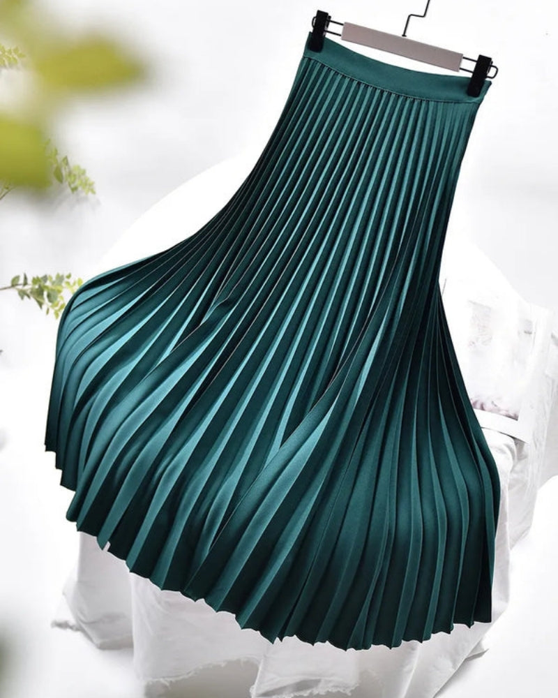 A-Linien Maxirock mit hoher Taille – Plissierter Damenrock für Alltag und Übergangszeit