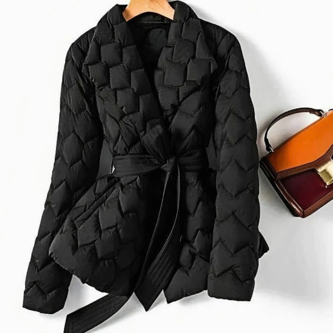 Abigail | Damen Steppjacke mit Gürtel und Rauten