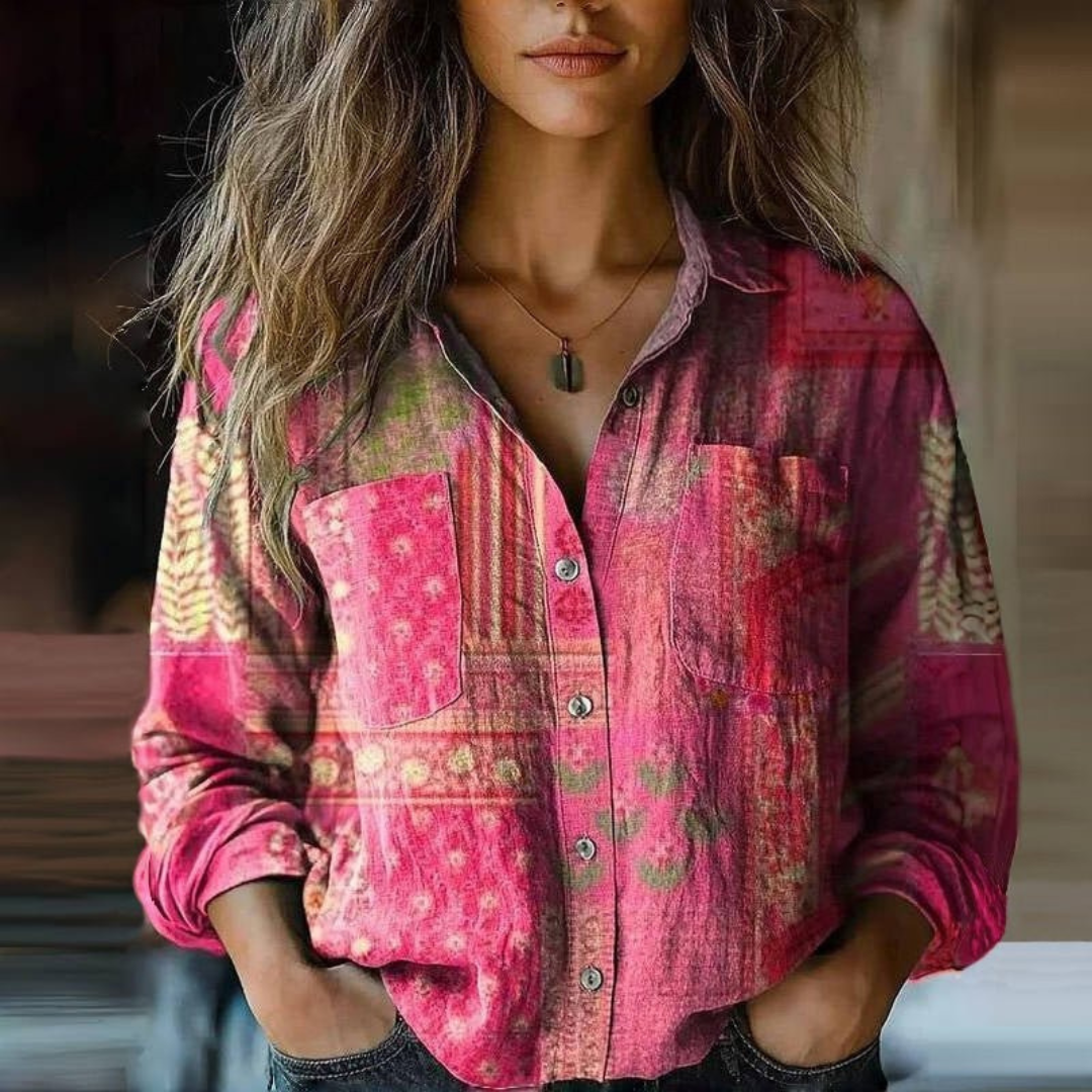 Ada | Damen Elegante Boho Bluse Mit Knopfleiste
