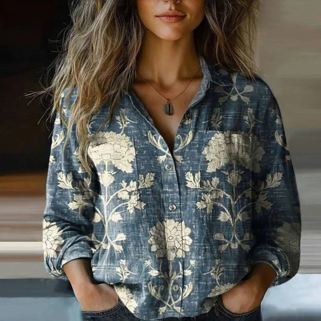 Ada | Damen Elegante Boho Bluse Mit Knopfleiste