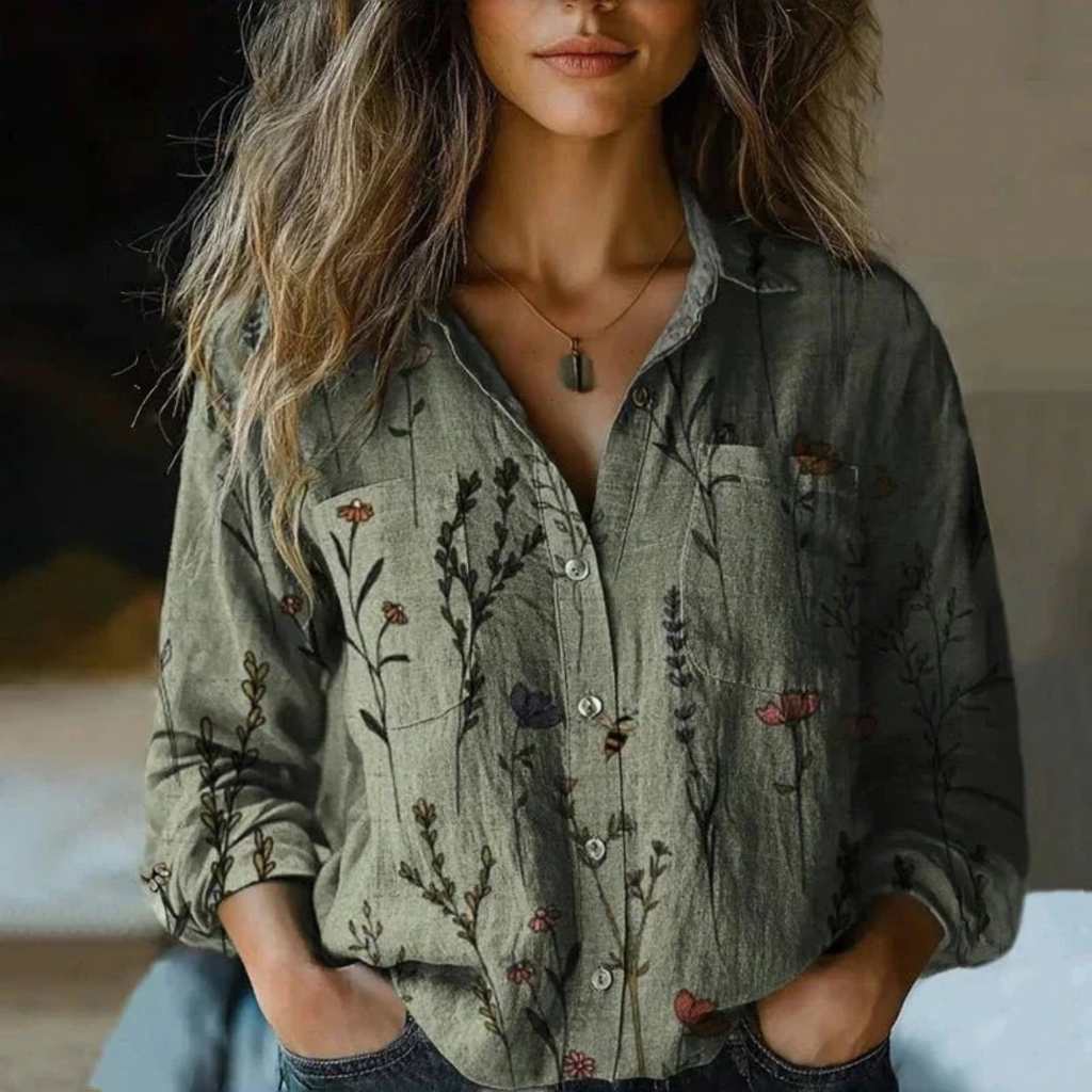 Ada | Damen Elegante Boho Bluse Mit Knopfleiste