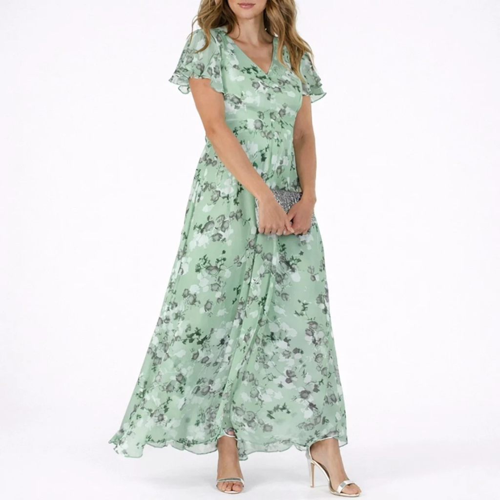 Ada | Damen Maxi Kleid Hochzeitsgast mit V-Ausschnitt