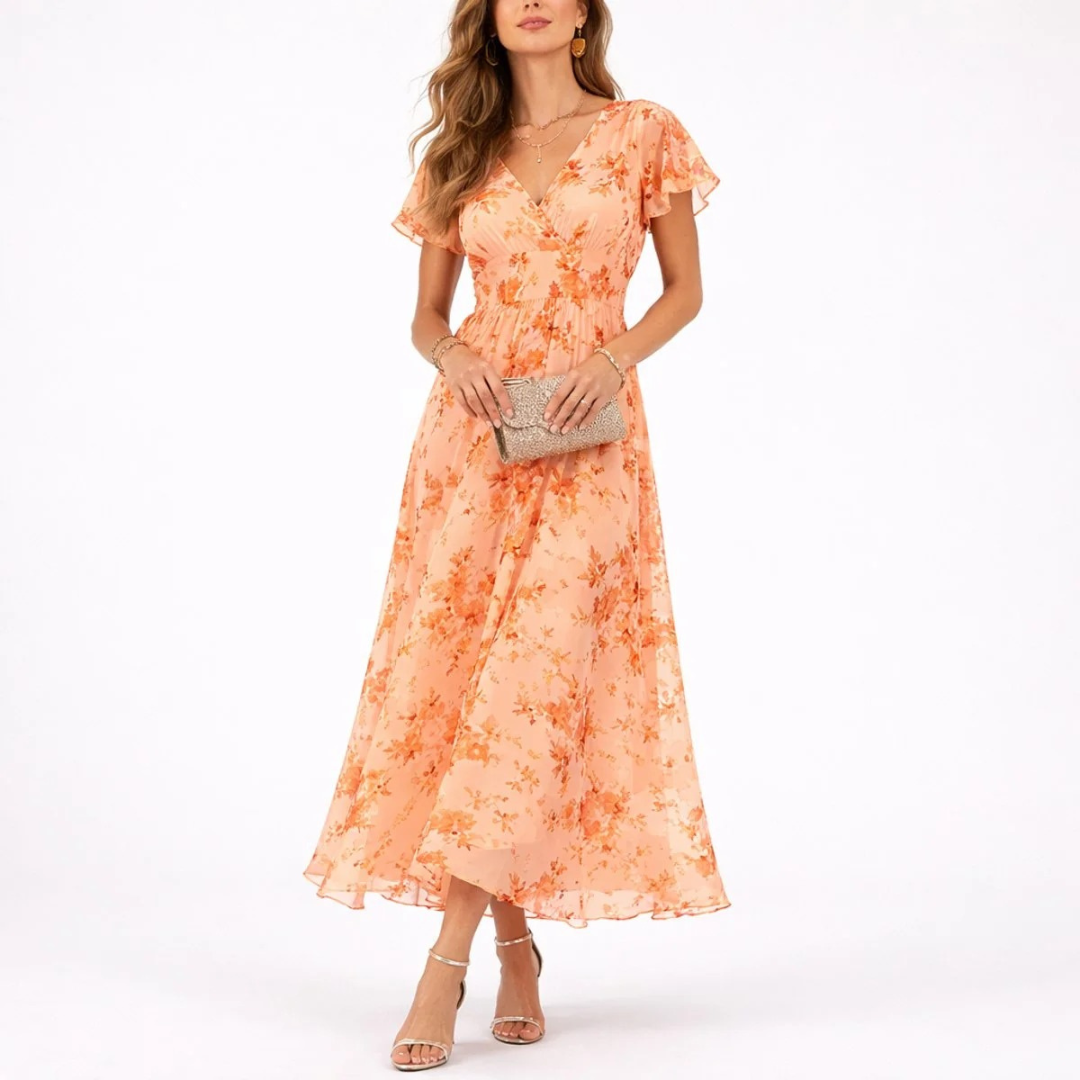 Ada | Damen Maxi Kleid Hochzeitsgast mit V-Ausschnitt