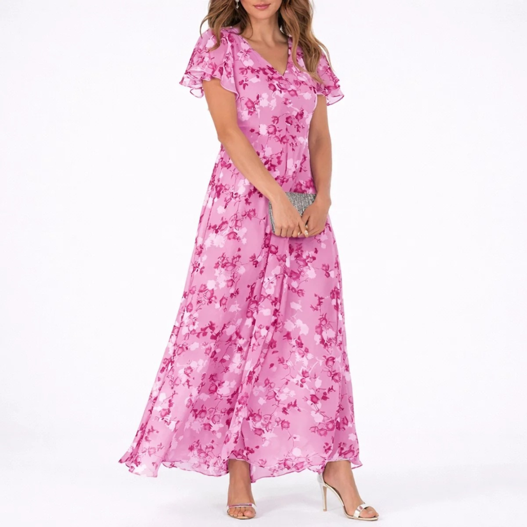 Ada | Damen Maxi Kleid Hochzeitsgast mit V-Ausschnitt