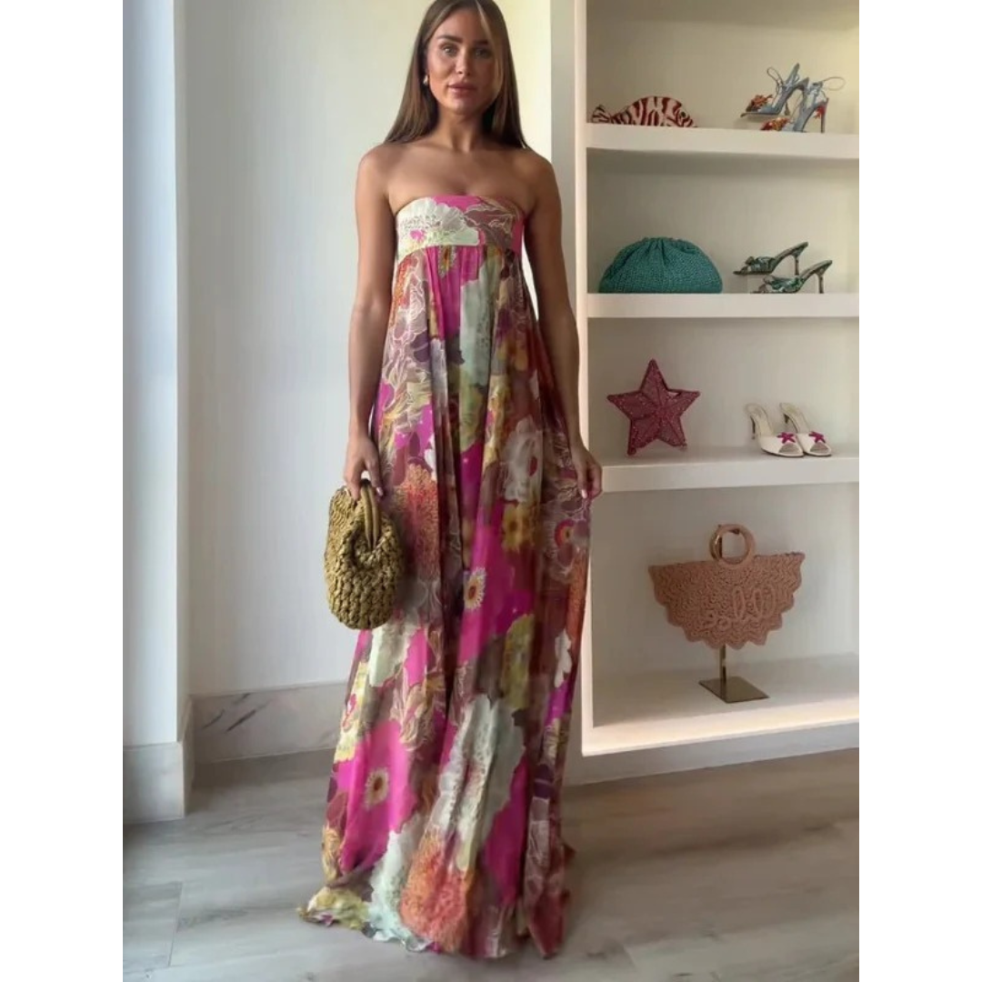 Ada | Damen Mehrfarbiges Blumen Maxikleid