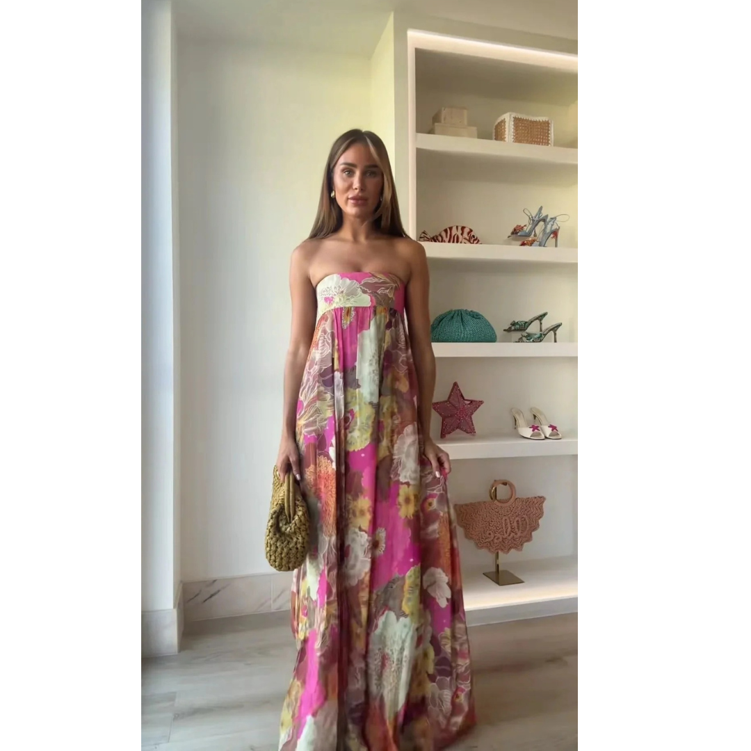 Ada | Damen Mehrfarbiges Blumen Maxikleid