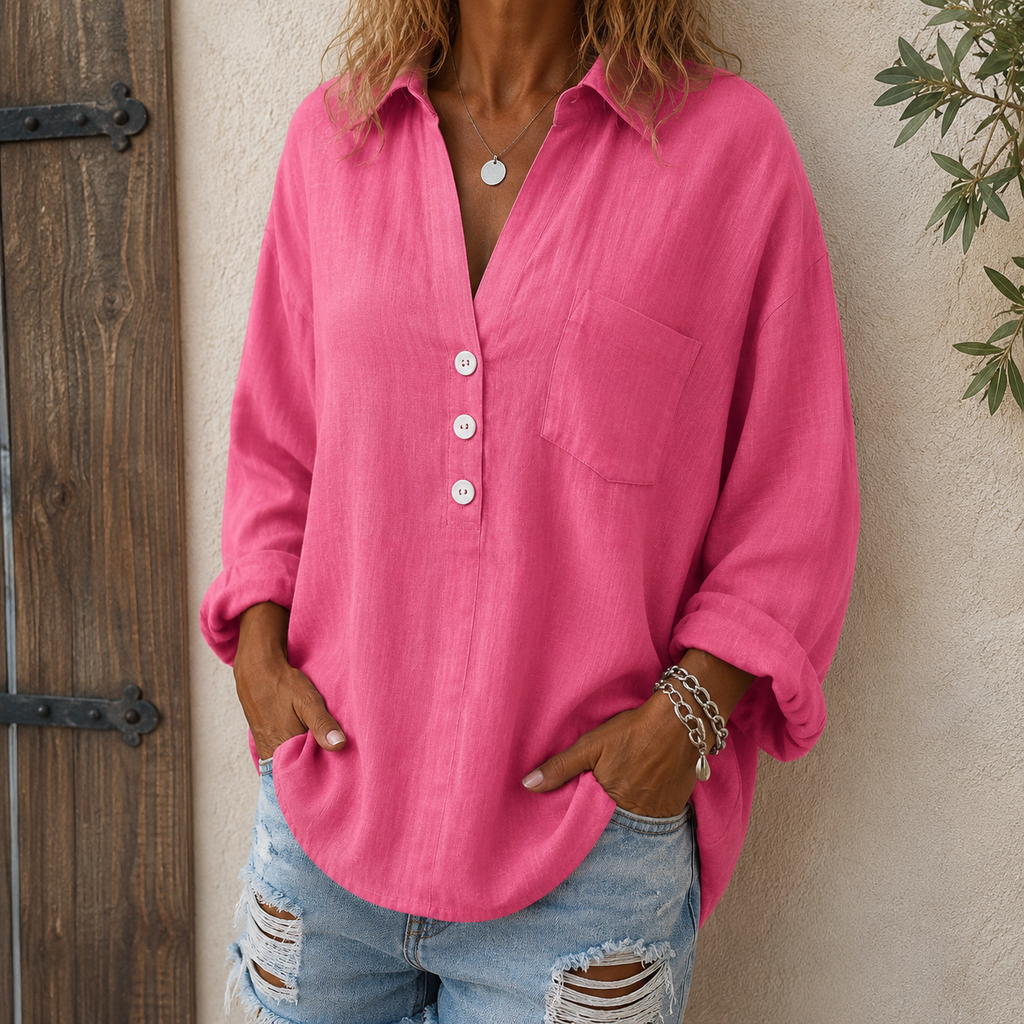 Adaline | Damen Stilvolle Bluse Mit V-Ausschnitt