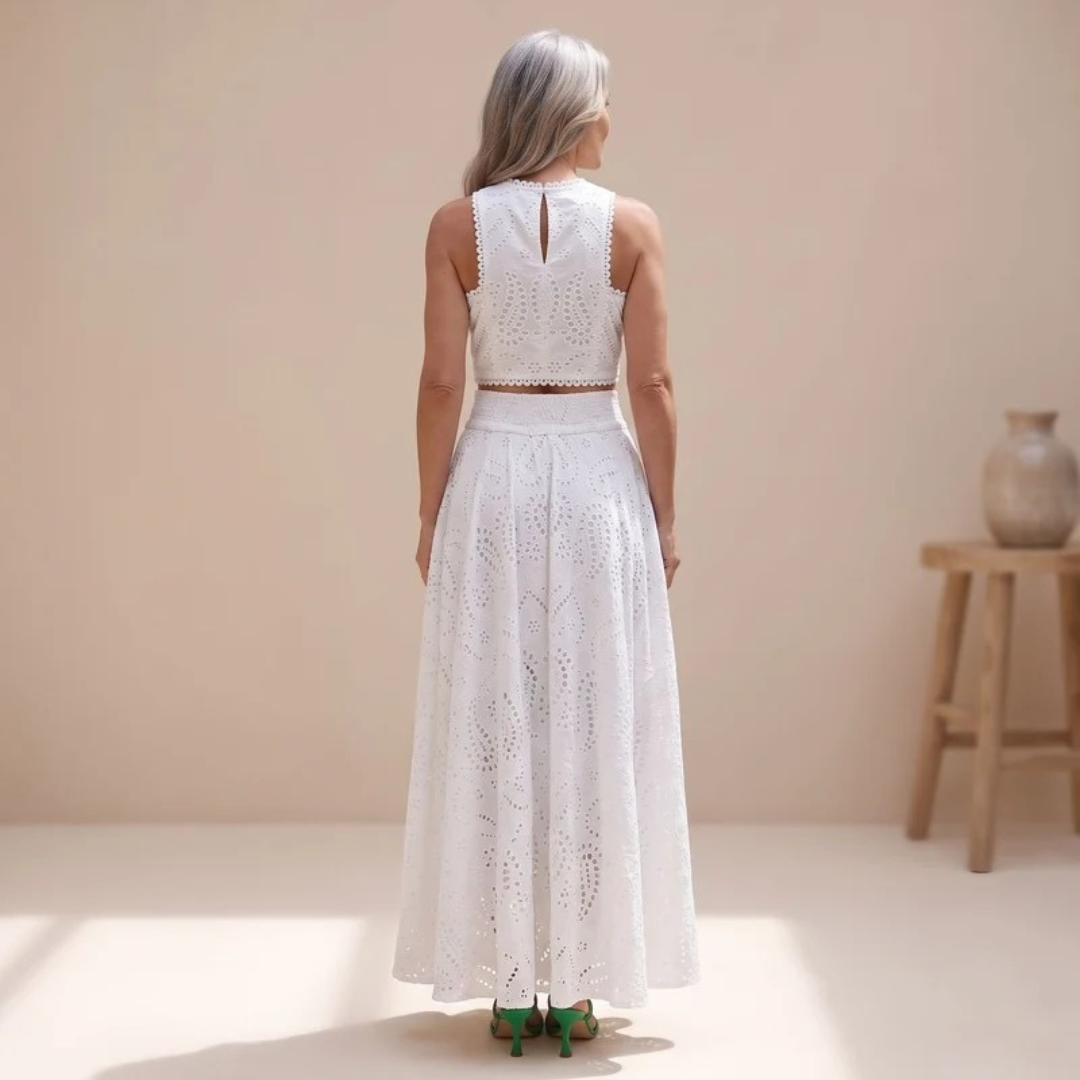 Adele | Damen Zweiteiler Set mit Ernte und Maxirock
