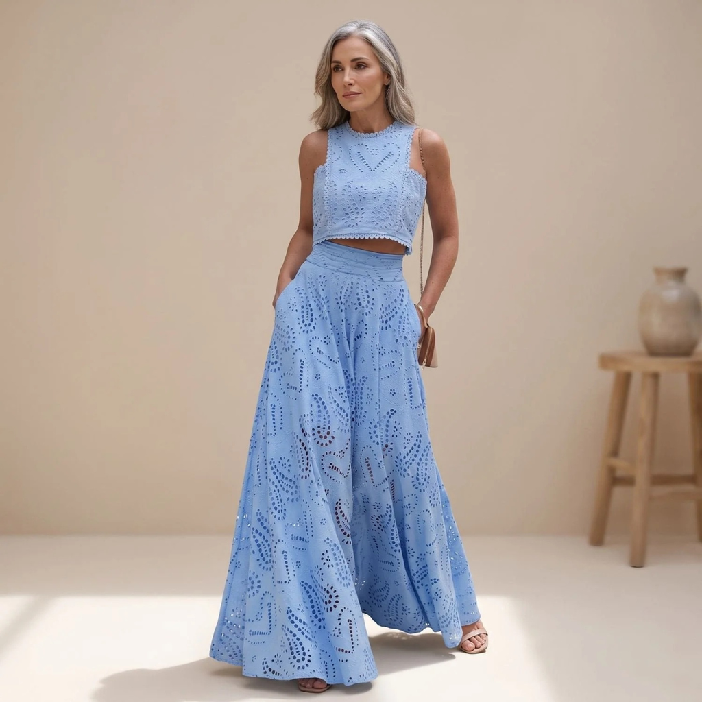 Adele | Damen Zweiteiler Set mit Ernte und Maxirock