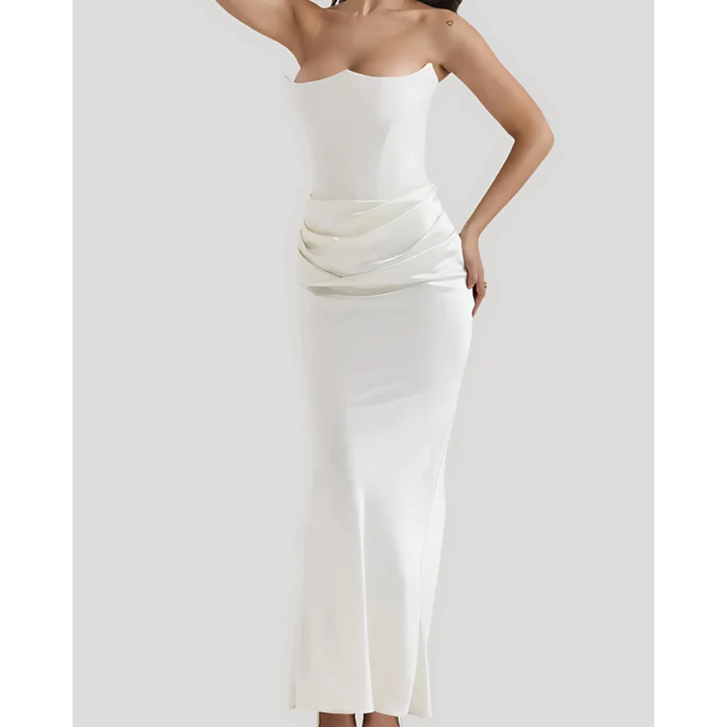 Adelgunde | Damen Maxi Kleid Für Hochzeitsgast Drapiert