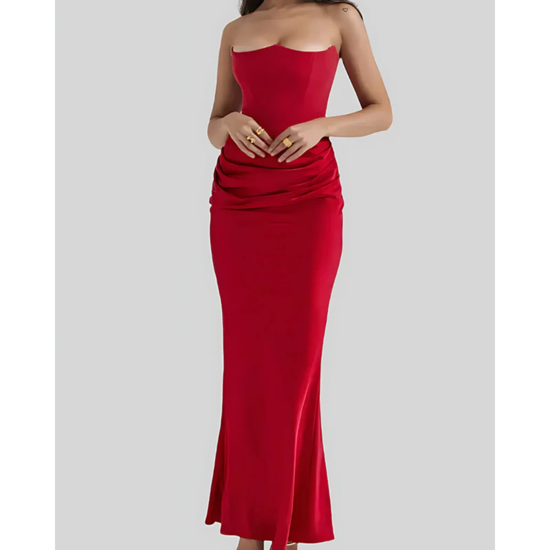 Adelgunde | Damen Maxi Kleid Für Hochzeitsgast Drapiert