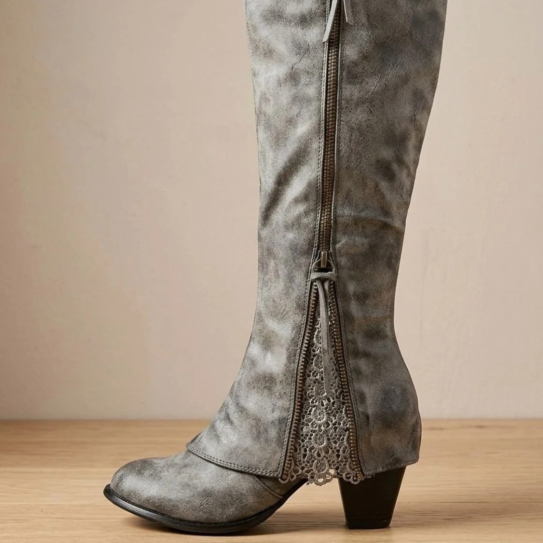 Adelheid | Damen Orthopädische Stiefel Klobig mit Spitze und Absatz
