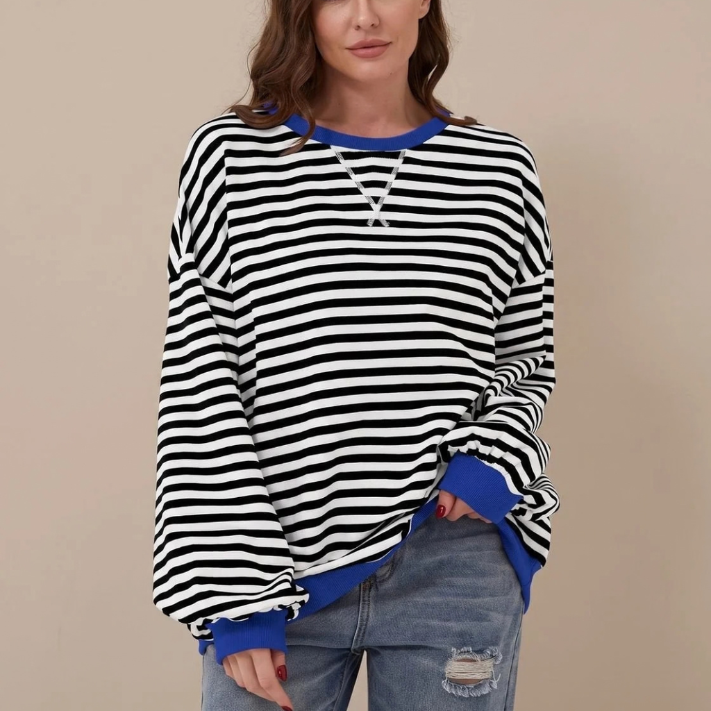 Adelheid | Damen Retro Pullover mit Streifen und Langarm
